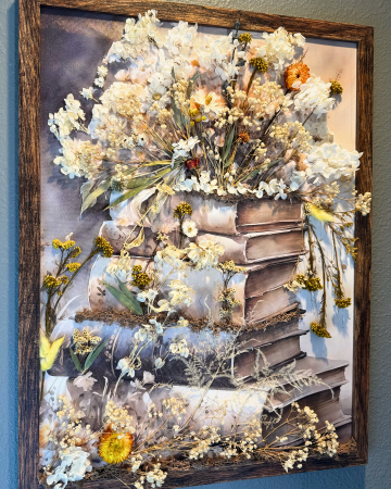 Everlasting Flowers On Books by artist aileen warren